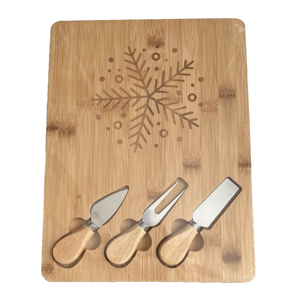 Festive Charcuterie or Cheese Board with 3 Serving Utensils BRAND NEW & SEALED